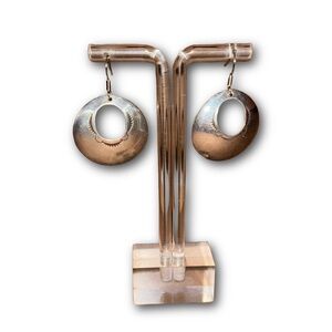 Vintage Sterling Silver Hoop Dangle Earrings – Stamped Detail